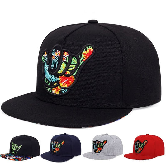 Aloha Shaka Men's Cotton Snapback Baseball Cap – 100% Cotton, Shaka Hand Design, Adjustable 55–61 cm Fit