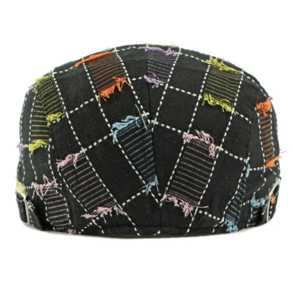 Anderson Men's Knitted Plaid Flat Cap – Cotton and Acrylic Blend, Textured Knit, Adjustable 55–61 cm Fit
