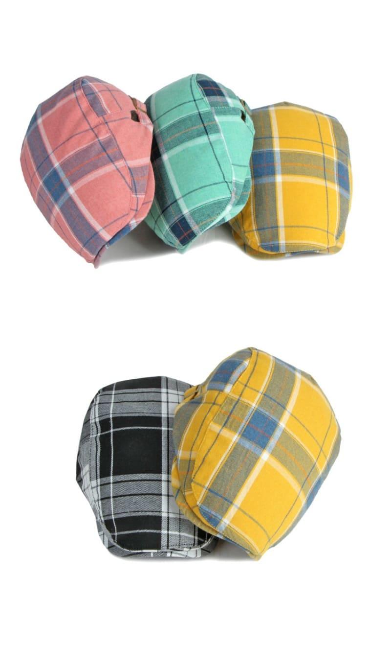 Anglet Men's Tartan Cotton Flat Cap – Colourful Tartan Pattern, Short Peak, Adjustable 55–60 cm Fit