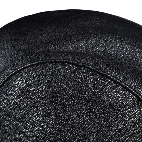 Asthon Men's Genuine Leather Flat Cap – Sheepskin Leather, Padded Lining, Three Sizes from 55 to 60 cm