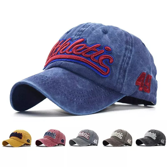 Athletic Men's Washed Cotton Baseball Cap – Embroidered Front, Washed Finish, Adjustable 54–60 cm Fit