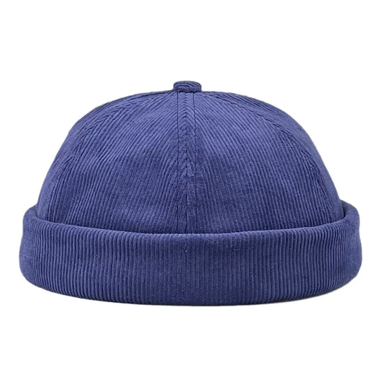 Atlanta Men's Organic Cotton Corduroy Docker Cap – Brimless Shape, Hook-and-Loop Adjustable Fit