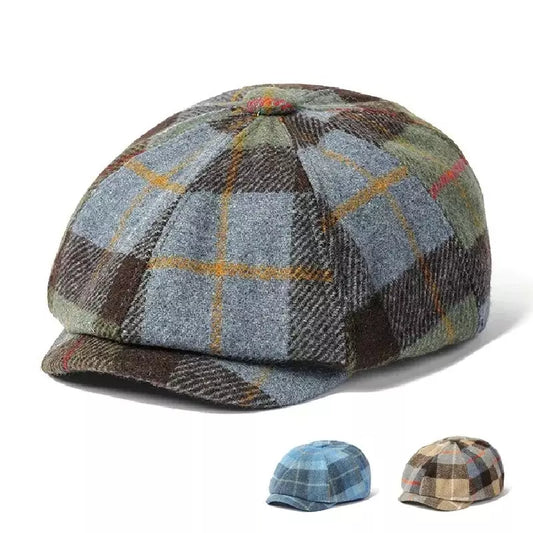 Auckland Men's Tartan Newsboy Cap – Soft Acrylic, Classic Plaid Pattern, Elasticated 55–60 cm Fit
