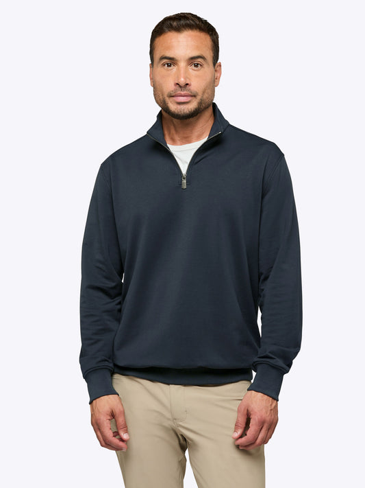 Men's French Terry Quarter Zip Sweatshirt in Obsidian – view 2
