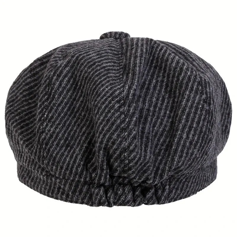 Baltimore Men's Striped Newsboy Cap – Cotton and Acrylic, Inner Cotton Sweatband, Elasticated 55–59 cm
