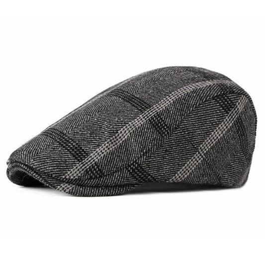 Bloomsbury Men's Tartan Wool Flat Cap – 100% Wool, Tartan Pattern, Short Peak, Adjustable 55–60 cm Fit
