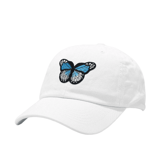 Blue Butterfly Men's Cotton Baseball Cap – 100% Cotton, Seven Colours, Adjustable 55–61 cm Fit