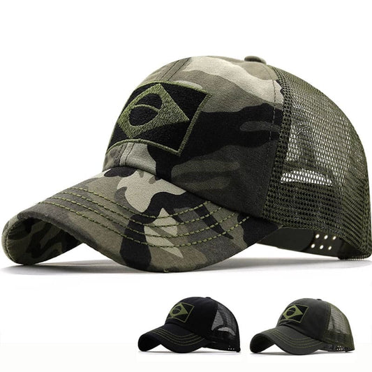 Brazil Army Men's Camouflage Trucker Baseball Cap – Cotton Front, Breathable Mesh Back, Adjustable Fit