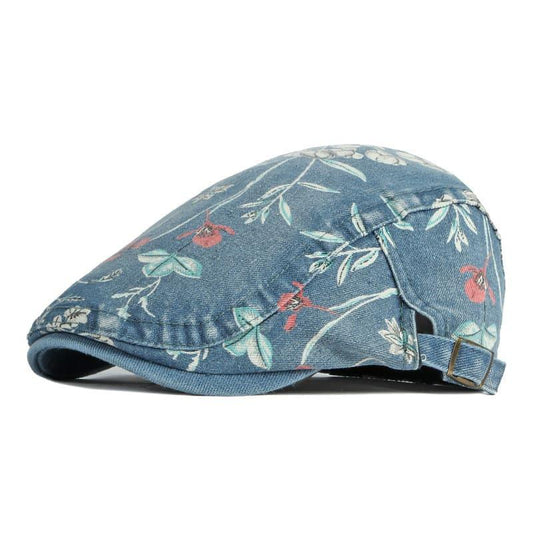 Butchart Men's Floral Cotton Flat Cap – 100% Cotton, Flower Pattern, Short Peak, Adjustable 55–60 cm Fit