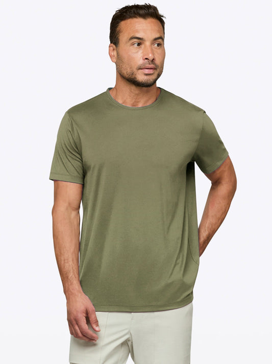 Men's Split Hem Crew Neck T-Shirt – Soft Wrinkle-Resistant Fabric, Tailored Fit Everyday Tee | Capers