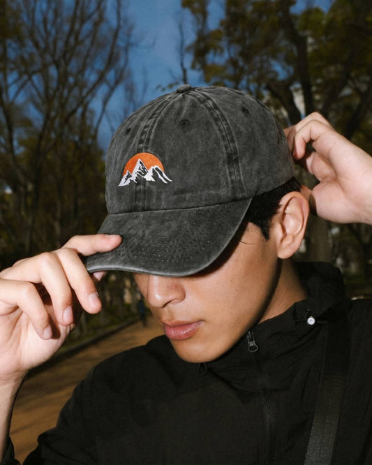Sunrise Men's Embroidered Washed Cotton Baseball Cap in Black – view 2