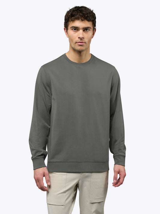 Men's French Terry Split-Hem Crew Neck Sweatshirt in Castor Grey – view 2