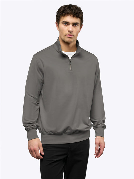 Men's French Terry Quarter Zip Sweatshirt in Charcoal – view 2