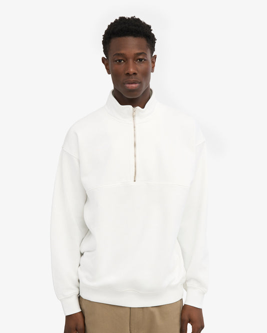 Men's Organic Cotton Quarter Zip Jumper in Optical White – view 2