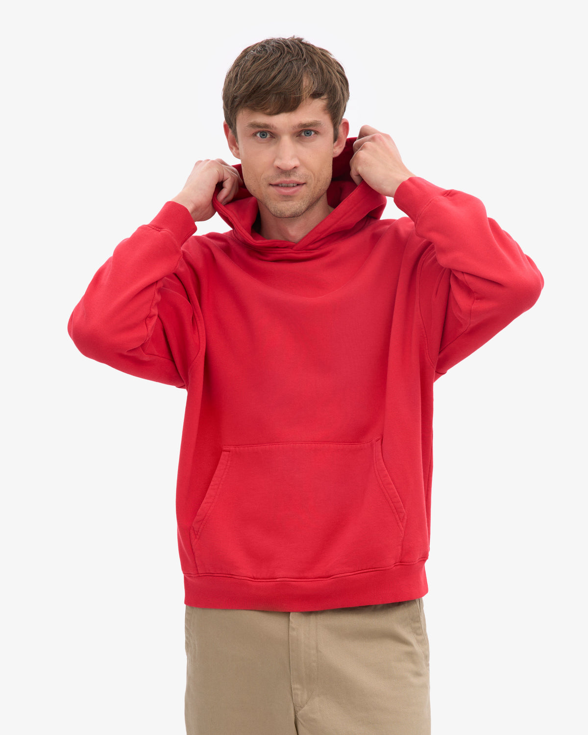 Men's Organic Cotton Oversized Hoodie in Scarlet Red – view 6