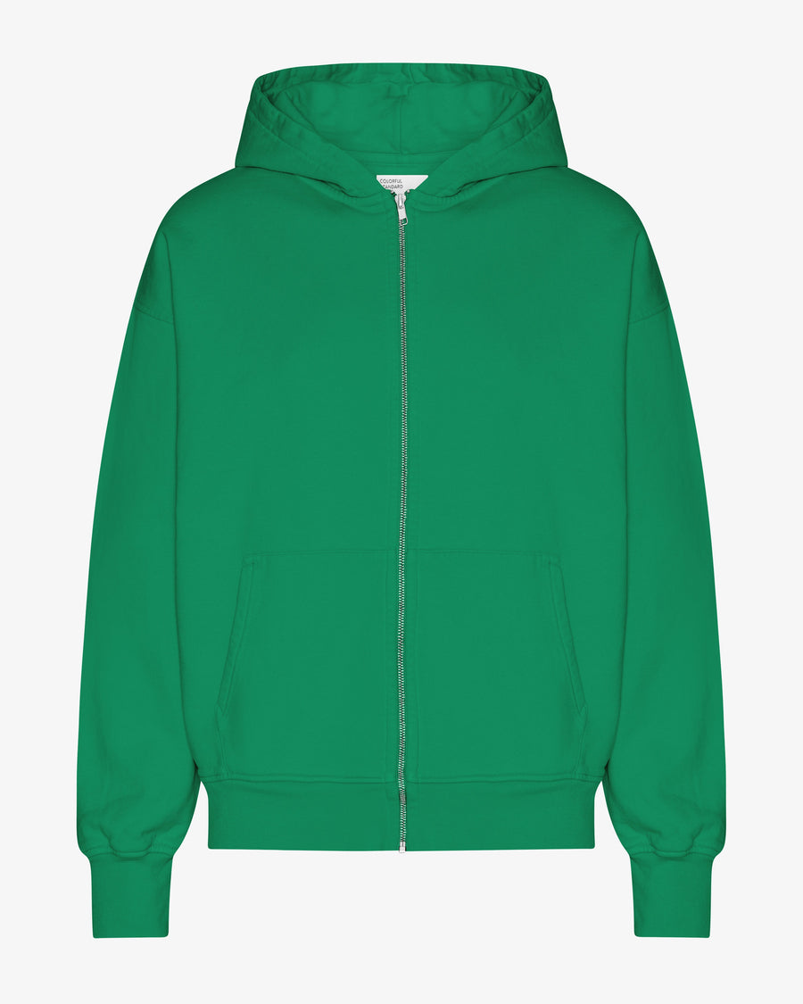 Men's Organic Cotton Oversized Zip Hoodie – Full-Zip Front, Garment-Dyed, Relaxed Fit | Kelly Green