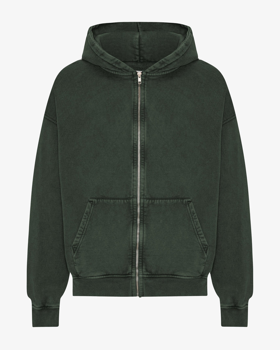Men's Organic Cotton Oversized Zip Hoodie – Full-Zip Front, Garment-Dyed, Relaxed Fit | Midnight Forest