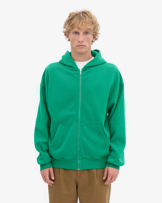 Men's Organic Cotton Oversized Zip Hoodie – Full-Zip Front, Garment-Dyed, Relaxed Fit | Kelly Green