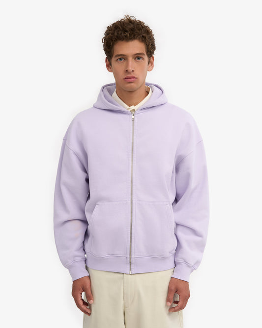 Men's Organic Cotton Oversized Zip Hoodie – Full-Zip Front, Garment-Dyed, Relaxed Fit | Soft Lavender