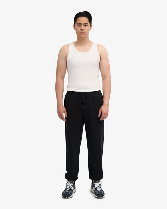 Men's Organic Cotton Oversized Crewneck Sweatsuit – Dropped Shoulders, Relaxed Drawstring Sweatpants | Deep Black