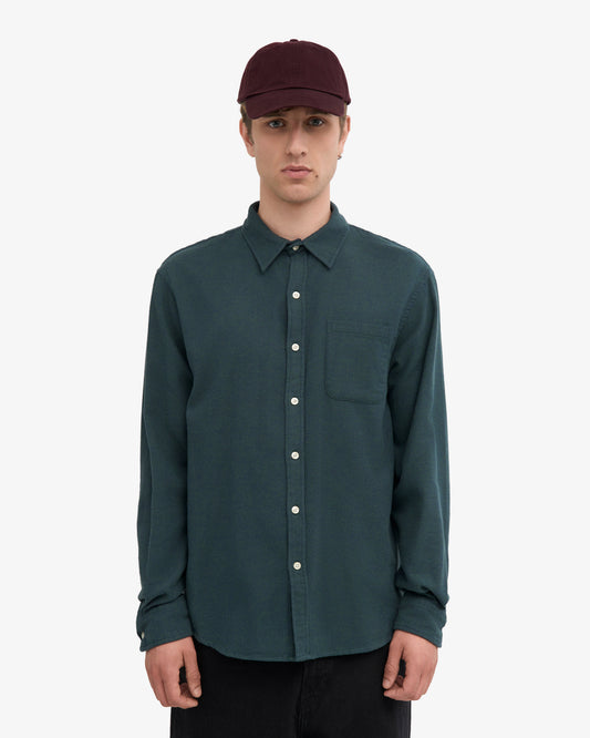 Men's Organic Cotton Flannel Shirt – Lightweight Flannel, Regular Fit with Chest Pocket | Ocean Green