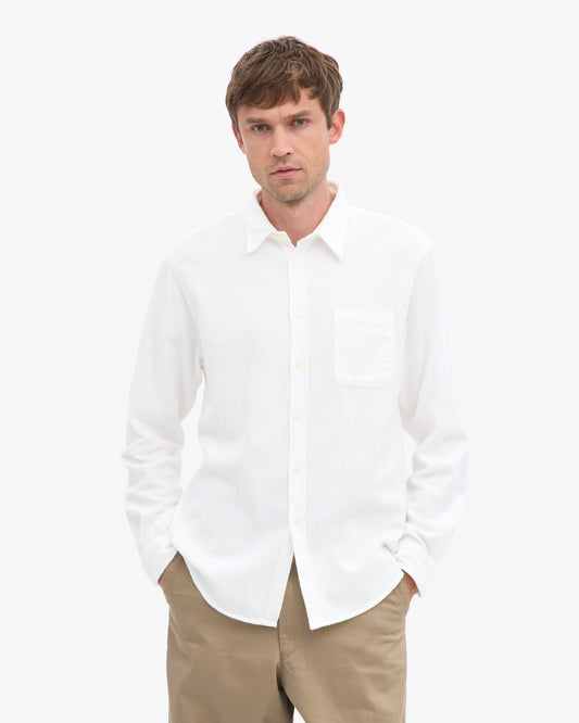 Men's Organic Cotton Flannel Shirt – Lightweight Flannel, Regular Fit with Chest Pocket | Optical White