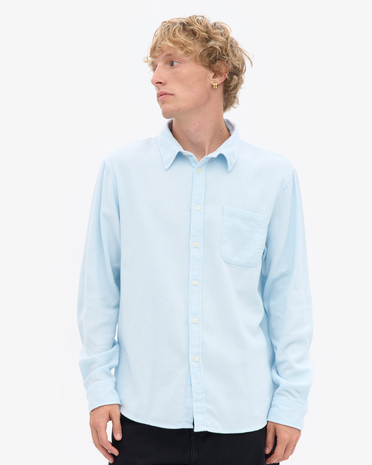 Men's Organic Cotton Flannel Shirt – Lightweight Flannel, Regular Fit with Chest Pocket | Polar Blue