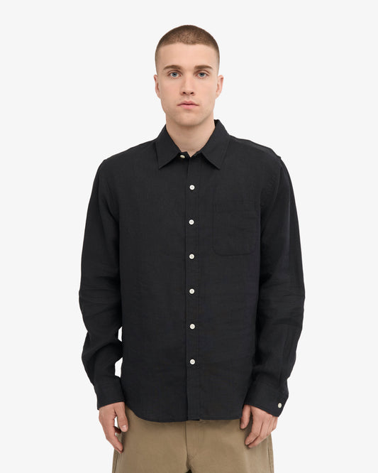 Men's Linen Shirt in Deep Black – view 2
