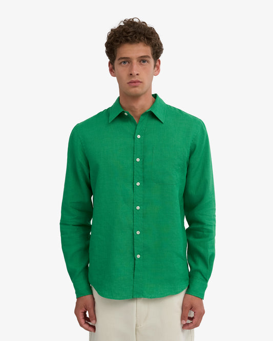 Men's Linen Shirt in Kelly Green – view 2