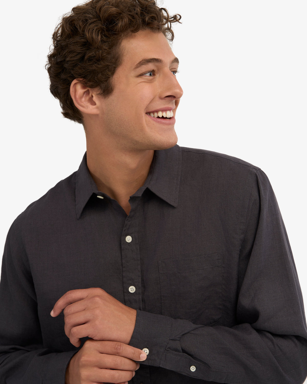Men's Linen Shirt in Lava Grey – view 6