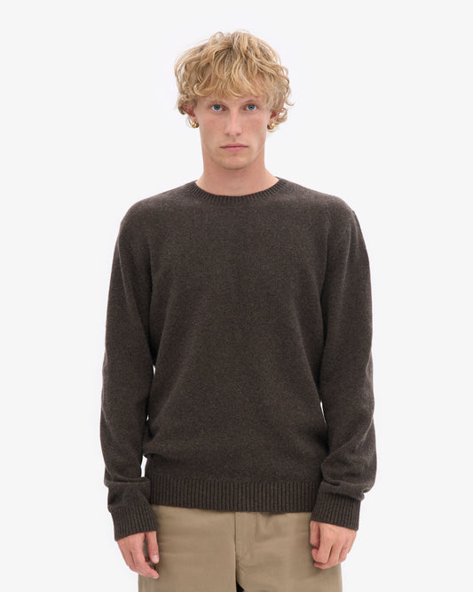 Men's Recycled Merino Wool Crew Neck Jumper in Coffee Brown – view 2