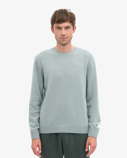 Men's Recycled Merino Wool Crew Neck Jumper in Steel Blue – view 2