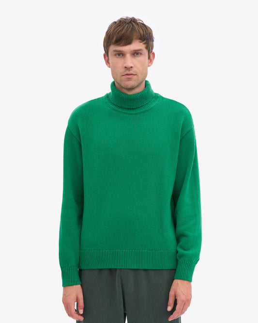 Men's Recycled Merino Wool Turtleneck Jumper in Kelly Green – view 2