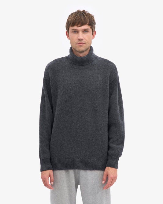 Men's Recycled Merino Wool Turtleneck Jumper in Lava Grey – view 2