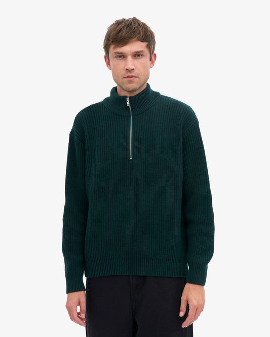 Men's Recycled Merino Wool Quarter Zip Jumper in Oxblood Red – view 2