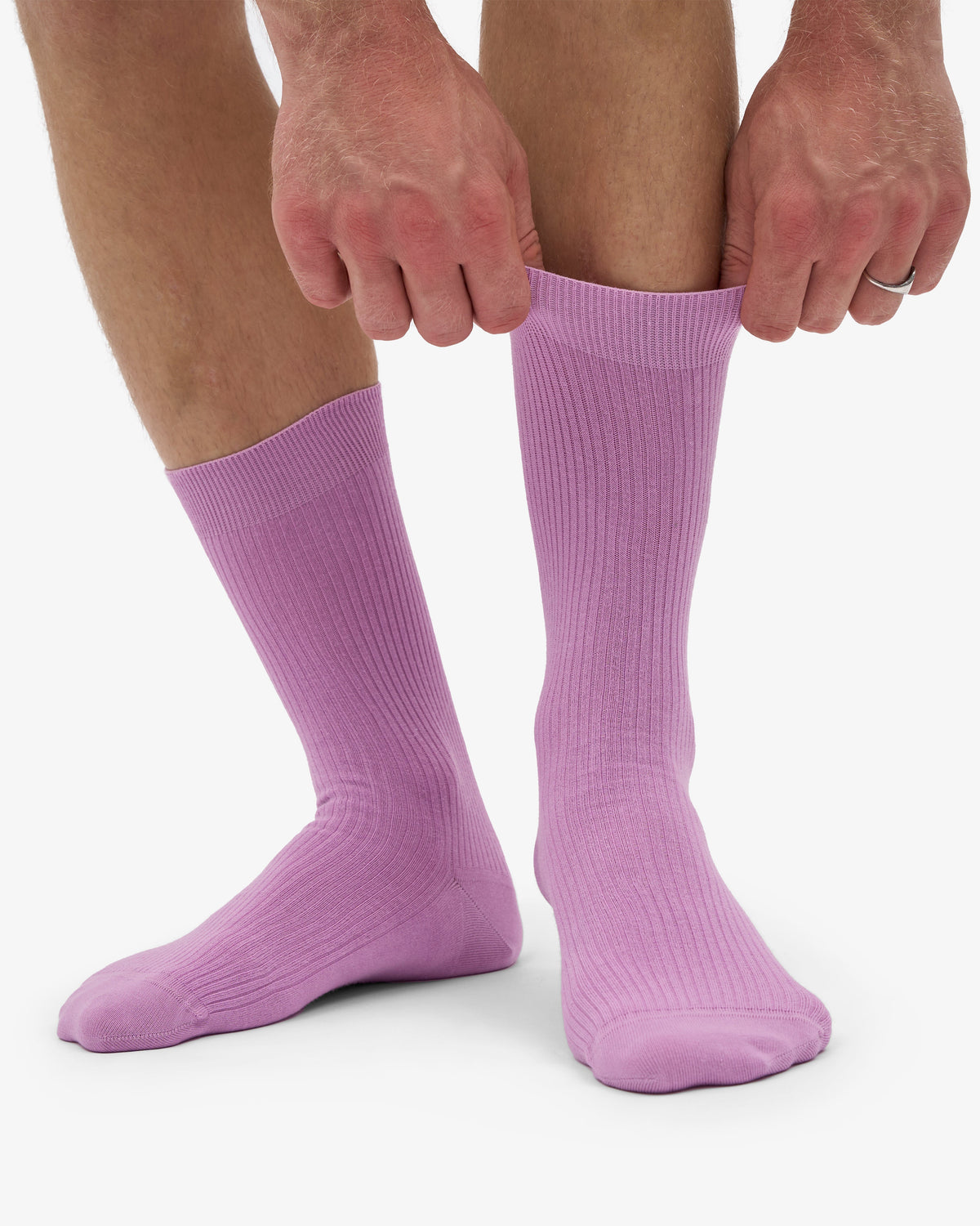 Men's Organic Cotton Crew Socks – Ribbed Tennis-Inspired Design, Cushioned and Breathable | Cherry Blossom