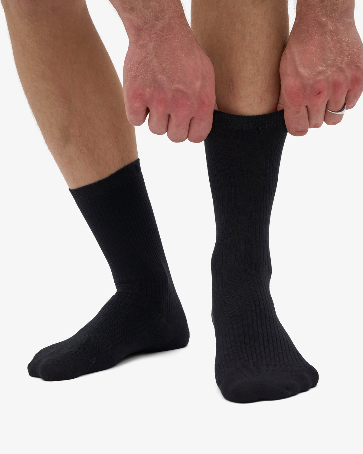Men's Organic Cotton Crew Socks in Deep Black – view 4