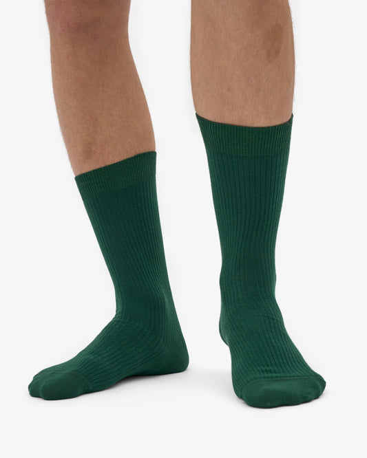 Men's Organic Cotton Crew Socks – Ribbed Tennis-Inspired Design, Cushioned and Breathable | Emerald Green