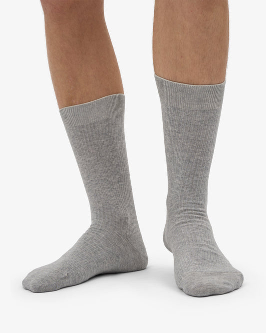 Men's Organic Cotton Crew Socks – Ribbed Tennis-Inspired Design, Cushioned and Breathable | Heather Grey
