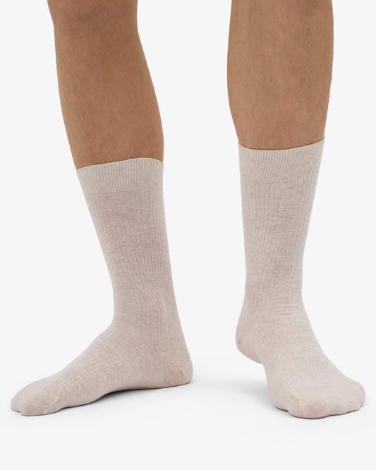 Men's Organic Cotton Crew Socks – Ribbed Tennis-Inspired Design, Cushioned and Breathable | Ivory White