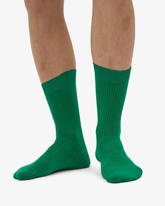Men's Organic Cotton Crew Socks – Ribbed Tennis-Inspired Design, Cushioned and Breathable | Kelly Green