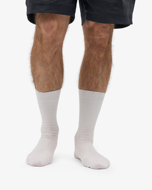 Men's Organic Cotton Crew Socks – Ribbed Tennis-Inspired Design, Cushioned and Breathable | Optical White