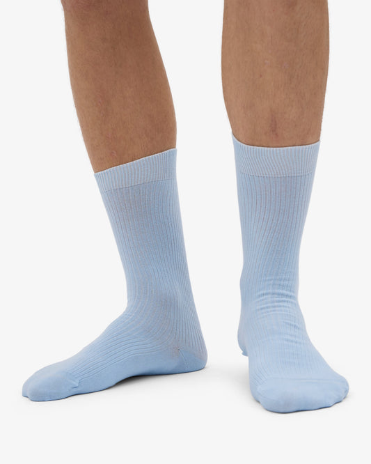 Men's Organic Cotton Crew Socks – Ribbed Tennis-Inspired Design, Cushioned and Breathable | Polar Blue