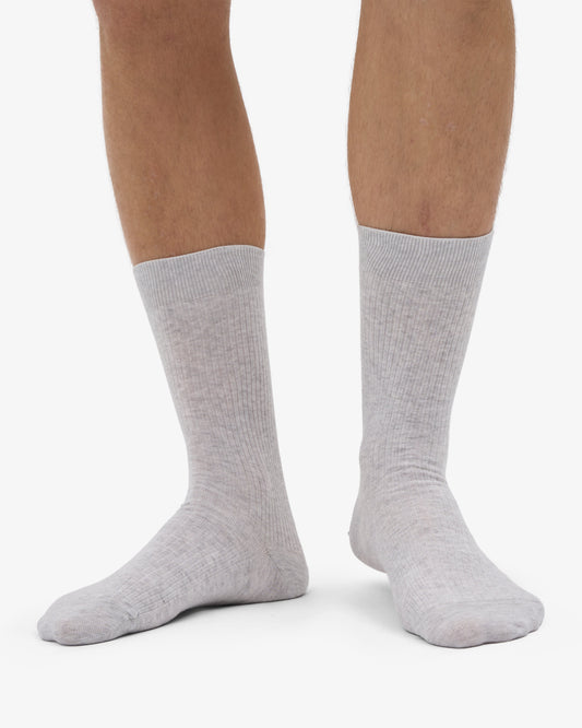 Men's Organic Cotton Crew Socks – Ribbed Tennis-Inspired Design, Cushioned and Breathable | Snow Melange