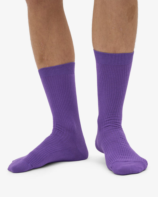 Men's Organic Cotton Crew Socks – Ribbed Tennis-Inspired Design, Cushioned and Breathable | Ultra Violet