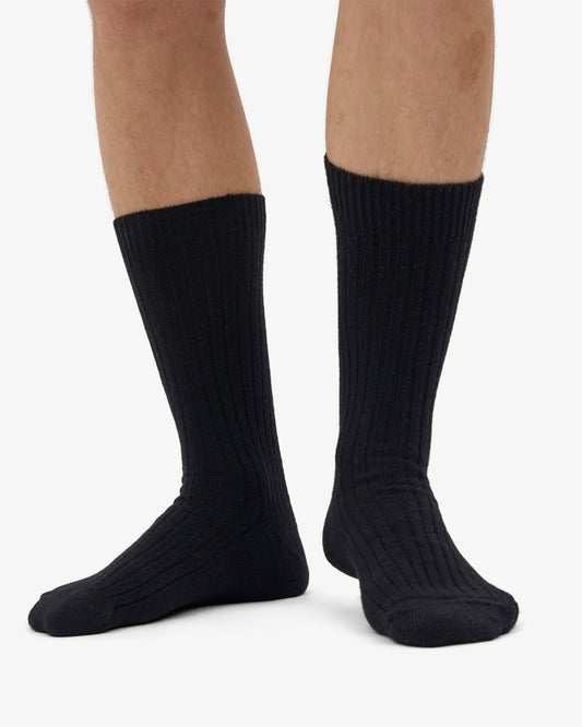 Men's Merino Wool Blend Crew Socks – Breathable Moisture-Wicking Knit, Reinforced Heel and Toe | Deep Black