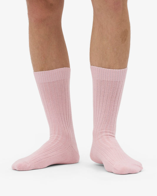 Men's Merino Wool Blend Crew Socks – Breathable Moisture-Wicking Knit, Reinforced Heel and Toe | Faded Pink