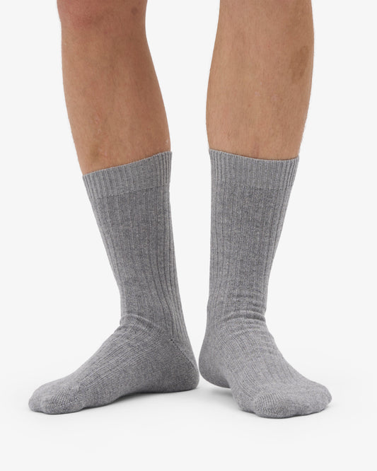 Men's Merino Wool Blend Crew Socks – Breathable Moisture-Wicking Knit, Reinforced Heel and Toe | Heather Grey