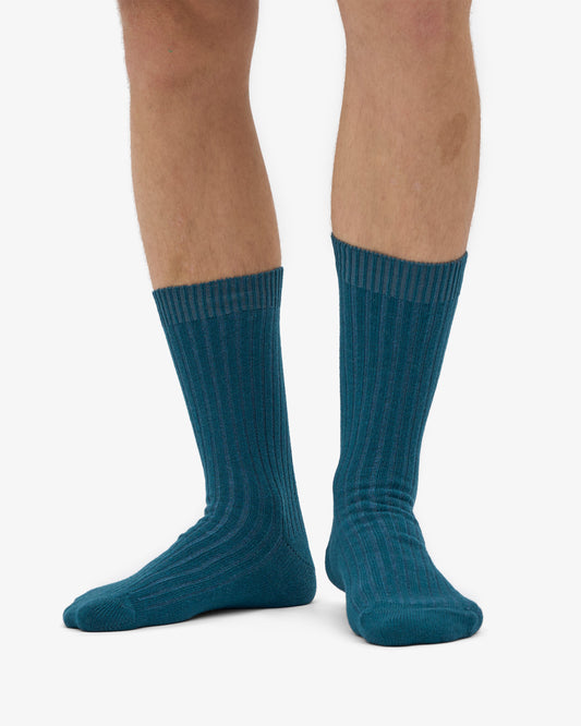 Men's Merino Wool Blend Crew Socks – Breathable Moisture-Wicking Knit, Reinforced Heel and Toe | Ocean Green