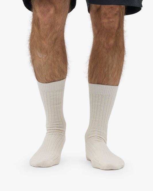 Men's Merino Wool Blend Crew Socks – Breathable Moisture-Wicking Knit, Reinforced Heel and Toe | Optical White